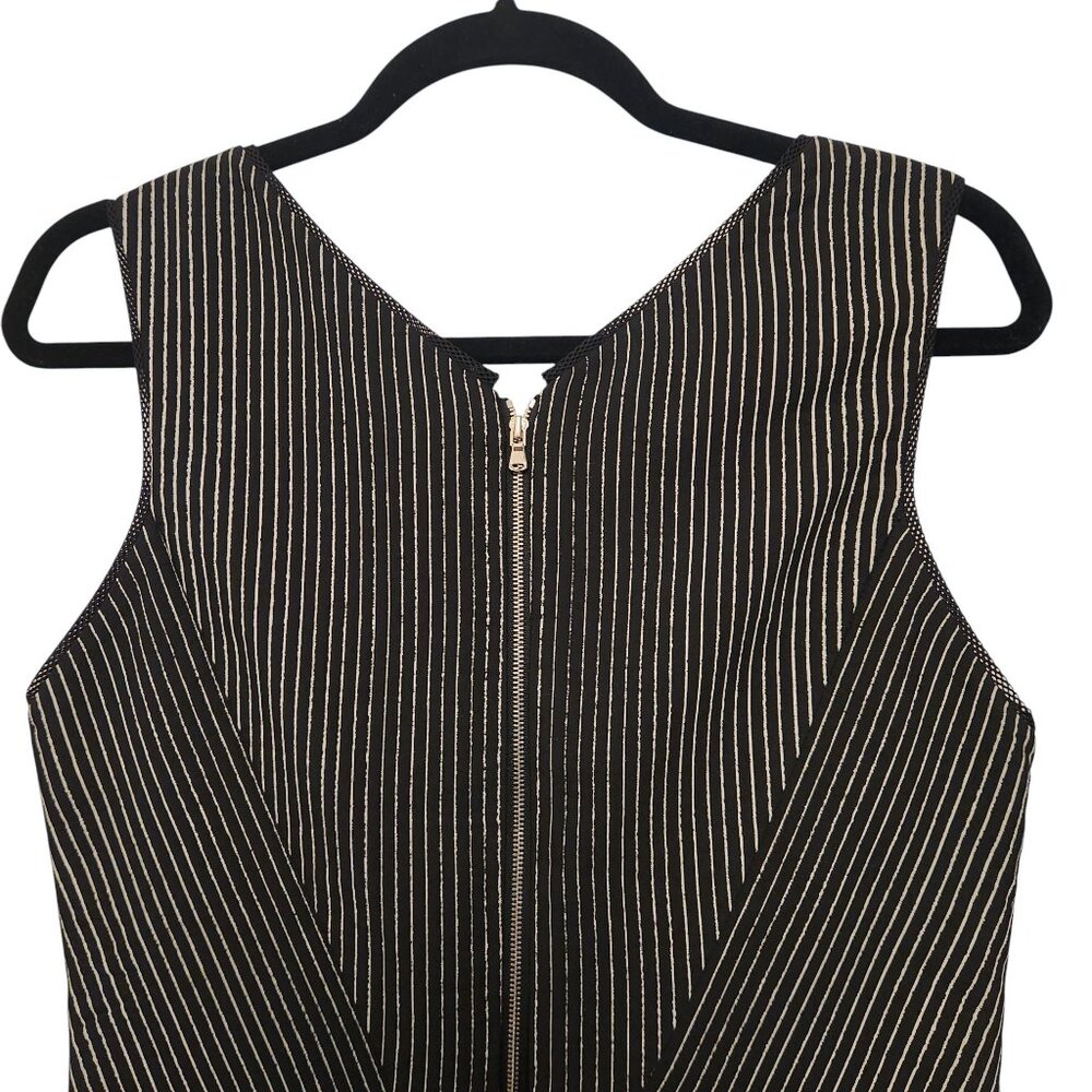 Yoana Baraschi Striped Zipper Sheath Dress Size 6 Black White - Picture 5 of 8